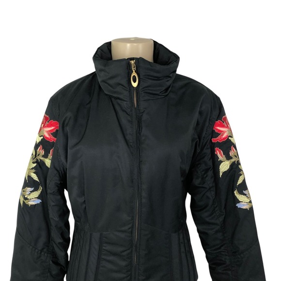 Rare Vintage Obermeyer Floral Embroidered Ski Snow Puffer Jacket Womens Size 12 - Picture 2 of 16